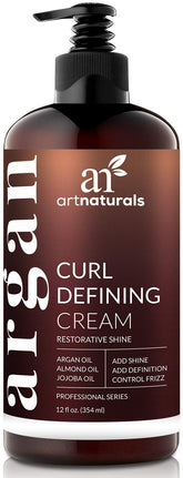 Artnaturals Curl Defining Cream bottle showing frizz control and silky shine.