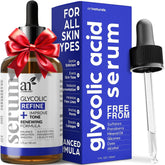 Artnaturals Glycolic Serum bottle shows brightening formula for radiant skin