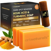 Artnaturals Kojic Acid Soap turmeric bars front-pack with citrus scent for even skin tone