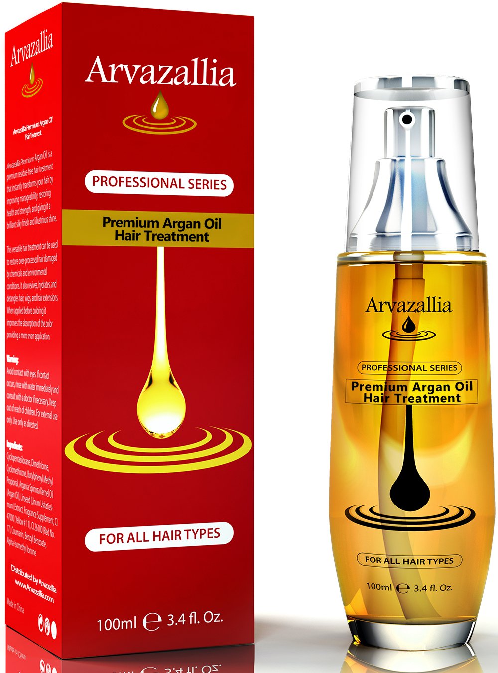 Arvazallia Argan Oil Leave-In Treatment bottle advancing smoother, frizz-free hair