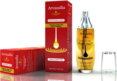 Arvazallia Argan Oil Leave-In Treatment close-up showing glossy, healthy-looking hair