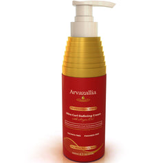 Arvazallia Ultra Curl Defining Cream bottle close-up showcases curl-definition potential.