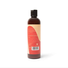 As I Am Jamaican Black Castor Oil Shampoo back label highlights ceramides for fiber strengthening