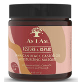 As I Am JBCO Masque 8oz bottle demonstrates deep-conditioning hydration for dry hair.