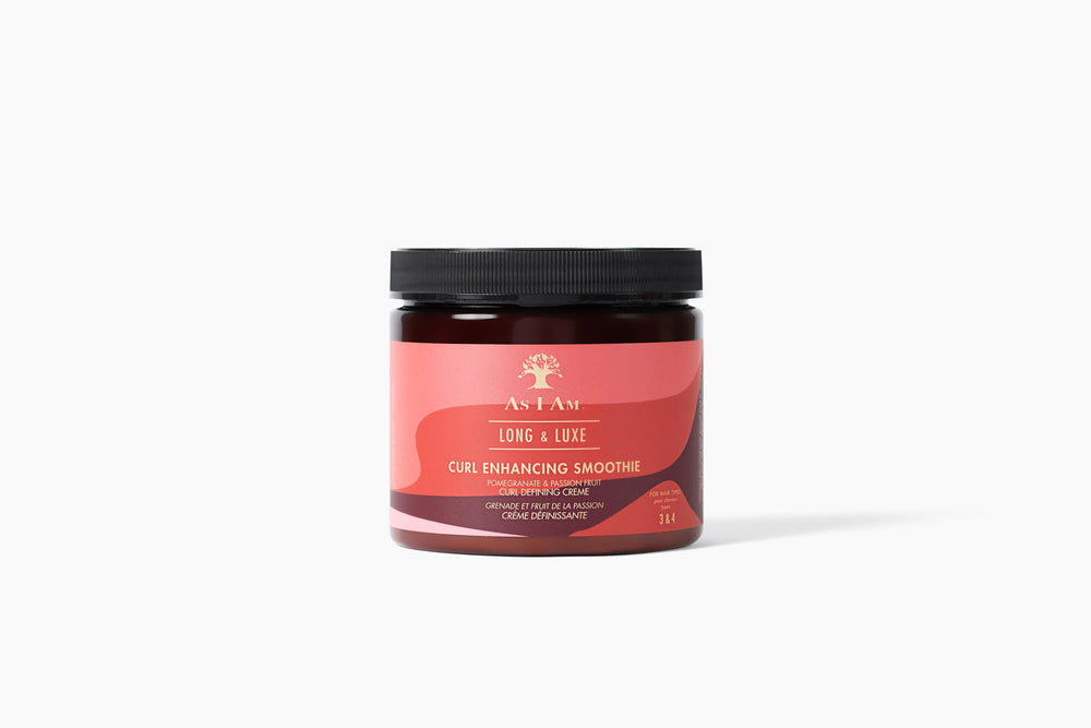 As I Am Long and Luxe Curl Enhancing Smoothie bottle closeup for hydration and definition.