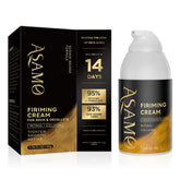 ASAMO firming neck cream tube demonstrates targeted tightening for a smoother neckline.