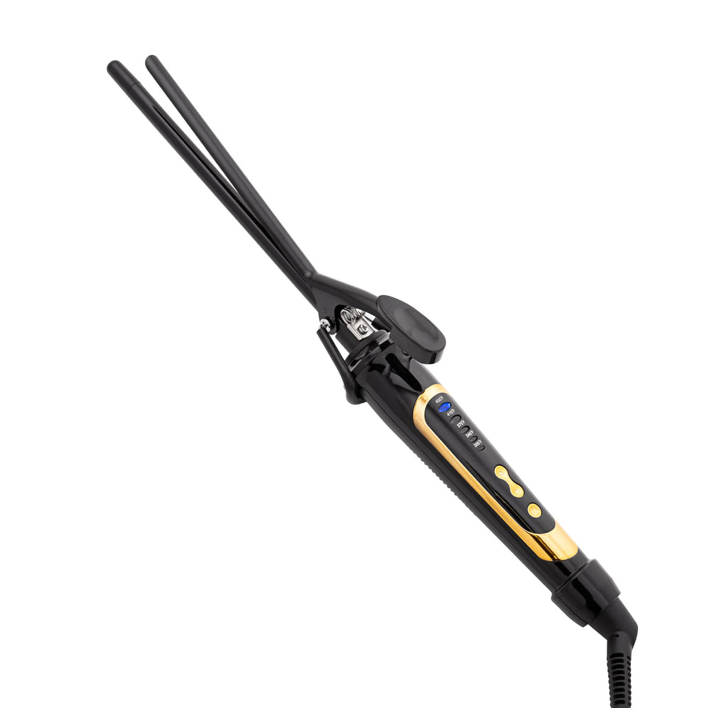 Asani curling-iron-wand glide-surface shows ultra-smooth ceramic coating for snag-free styling.