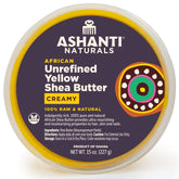 Ashanti Naturals Yellow Raw Shea Butter jar, creamy texture for daily skin and hair moisture.