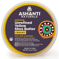 Ashanti Naturals Yellow Raw Shea Butter jar, creamy texture for daily skin and hair moisture.