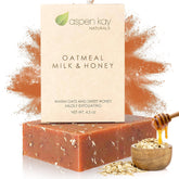 Aspen Kay Naturals goats milk soap closeup with exfoliating oats for smoother skin