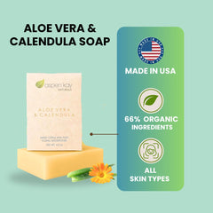 Aspen Kay Naturals organic ingredients label highlighting aloe calendula turmeric