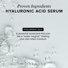 Asterwood Hyaluronic Serum texture-swirl reveals rich, non-sticky hydration feel.