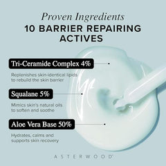 Asterwood Triple Ceramide Complex graphic illustrating strengthened healthy skin barrier.