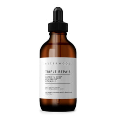 Asterwood Triple Repair Serum bottle promotes firmer, hydrated skin.