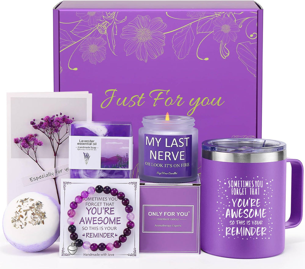Astonlink birthday gift box with lavender spa items for a soothing self-care moment.