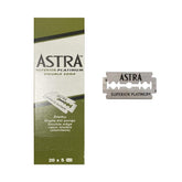 Astra Superior Platinum blades 200-pack cover shows durable double-edge blades for a smooth shave