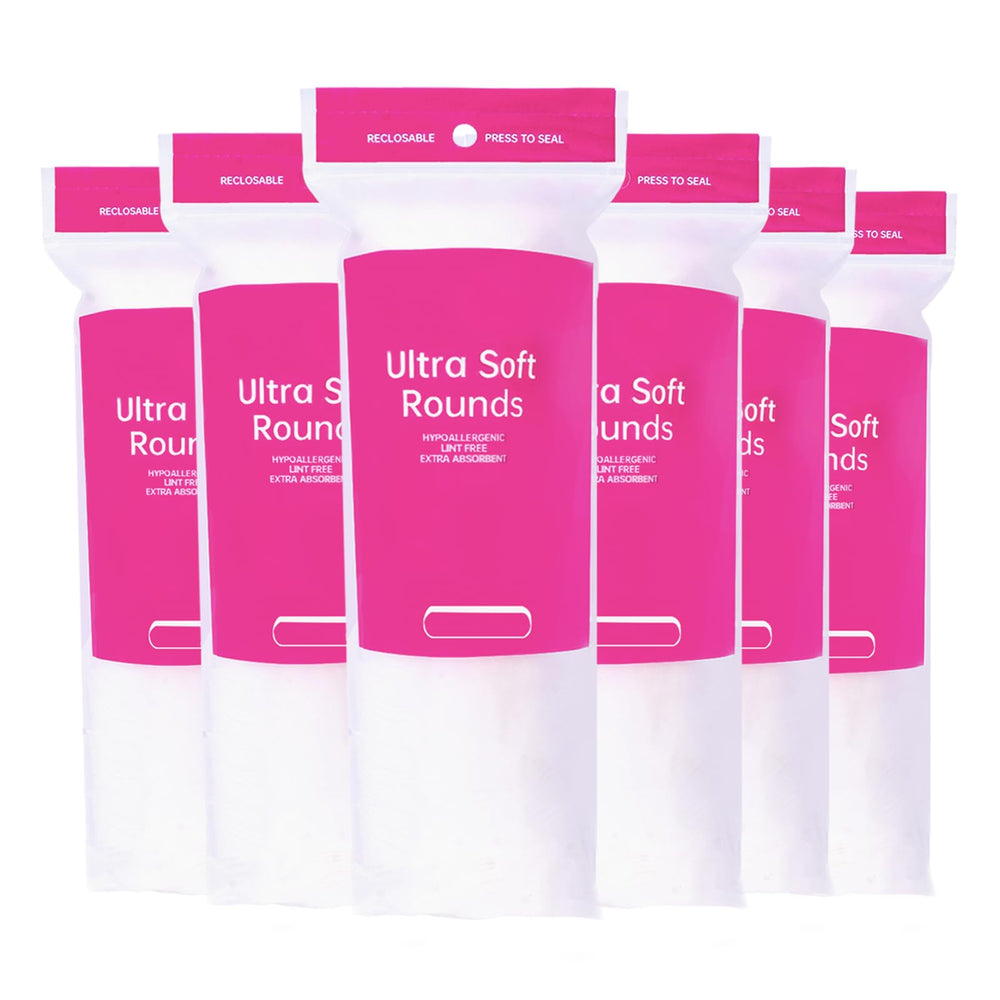 Astraescly cotton rounds packaging close-up for easy makeup removal and skincare.