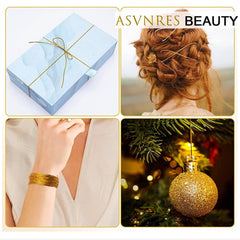 ASVNRES gold cord used in hair braiding with metallic sheen for subtle sparkle.
