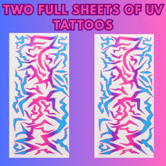 ASVP Shop UV Shine neon tattoos for chest that pop at parties.