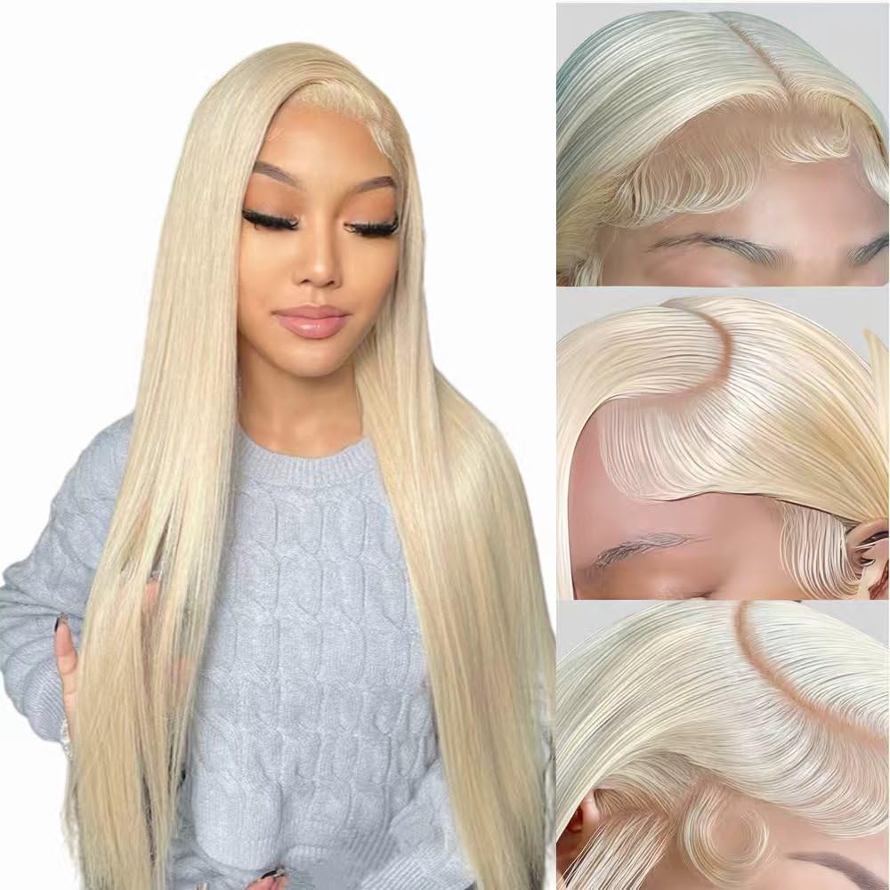 Atilck 613 lace front wig closeup shows natural hairline with baby hairs