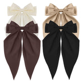 Atoden beige oversized satin bow close-up for versatile day-to-night styling