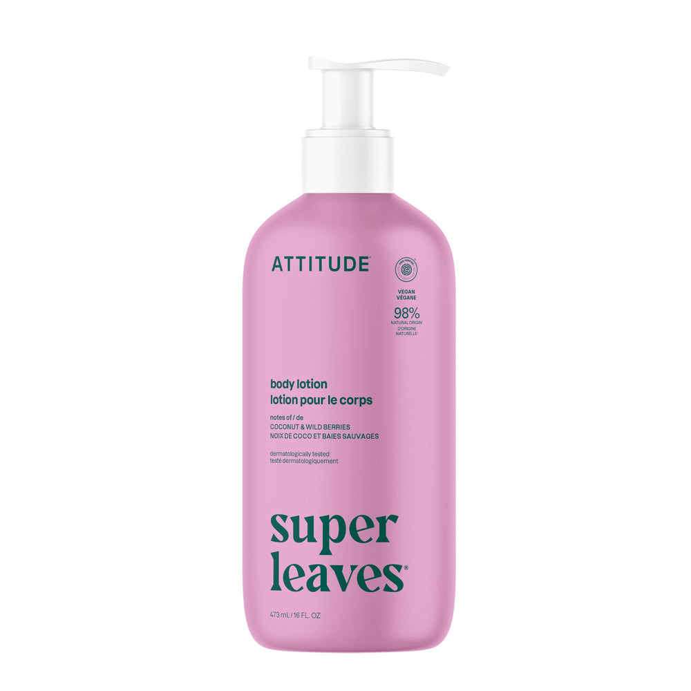 ATTITUDE Body Lotion pump-top enables easy dispensing for quick, non-greasy hydration.