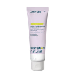 ATTITUDE conditioner bottle highlights natural ingredients for a sensitive dry scalp.