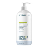 ATTITUDE hair conditioner volume bottle highlights 98% natural formula for light, voluminous hair