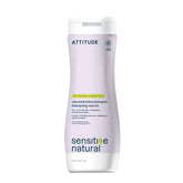 ATTITUDE hair shampoo bottle for sensitive dry scalp shows a gentle cleanse for fine hair