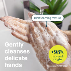 ATTITUDE hand soap foamy-closeup shows rich lather for effective hand cleaning