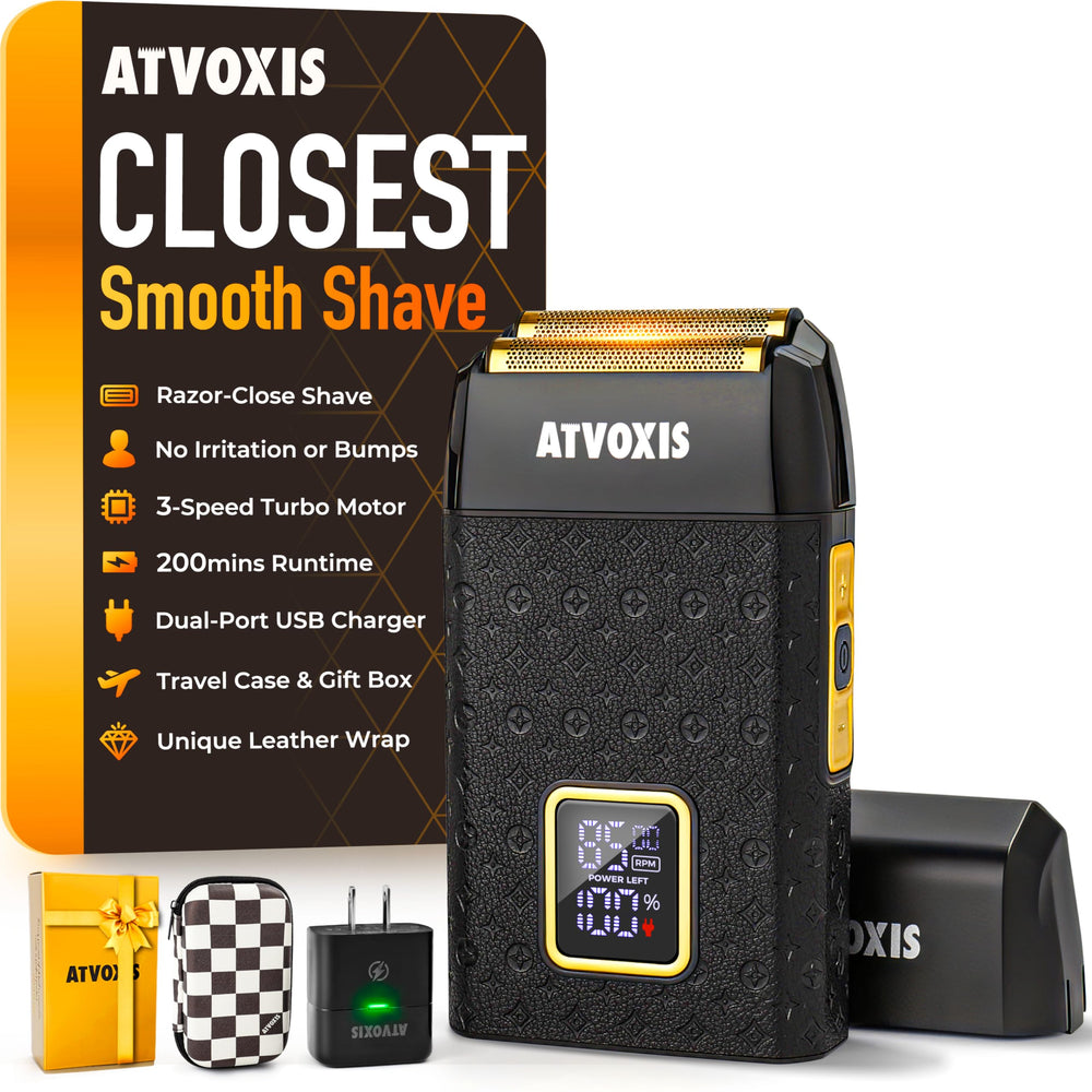 ATVOXIS close shave foil head for sensitive skin, smooth daily shave.