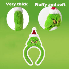 Atvscay green monster Santa headband for playful Whoville costumes.