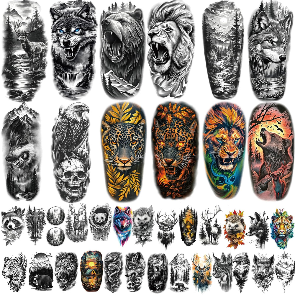 atydkug forest animals large lion tattoo on arm for bold style