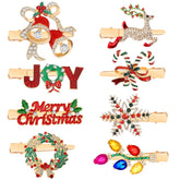 AUGSUN Christmas rhinestone reindeer bells hairclip for festive styling