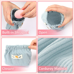 AUGSUN coffee-colored corduroy pouch stores jewelry and lipsticks securely.