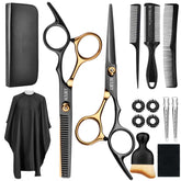 AULikY 15-piece hair cutting set with ergonomic handles for precise, salon-quality cuts
