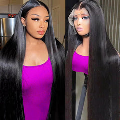 AUOU 30 inch lace front wig straight with natural hairline and HD lace