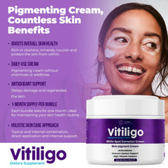 Aura Dermacare Vitiligo Cream ingredients include Polypodium Leucotomos supporting pigmentation.