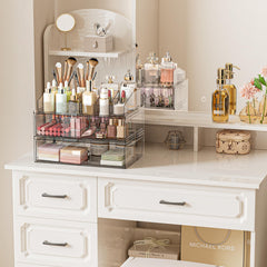 Aurblozen vanity display case in crystal clear acrylic for easy lipsticks and brushes sorting.