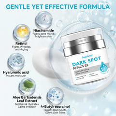 Aurivoy dark spot serum sun-spots close-up emphasizes fading discoloration