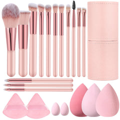 auroray 14-pcs travel makeup brush set with pink case for on-the-go touchups