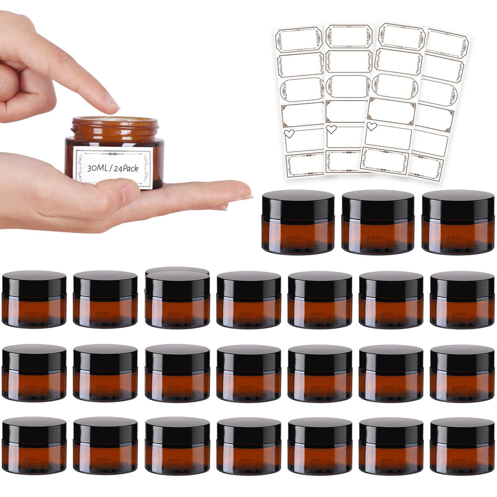 AuroTrends amber glass jar 1oz close-up highlighting durable glass for samples
