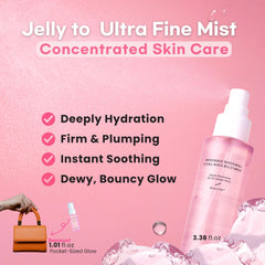 aurtier dewy glow spray applied to face for a fresh, radiant look.