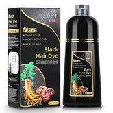 AUSGREER black hair dye shampoo bottle showing instant gray coverage for confidence