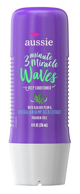 Aussie 3 Minute Miracle Waves bottle delivering quick hydration for defined waves