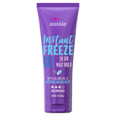 Aussie Instant Freeze gel bottle front view highlights strong hold for defined styles.