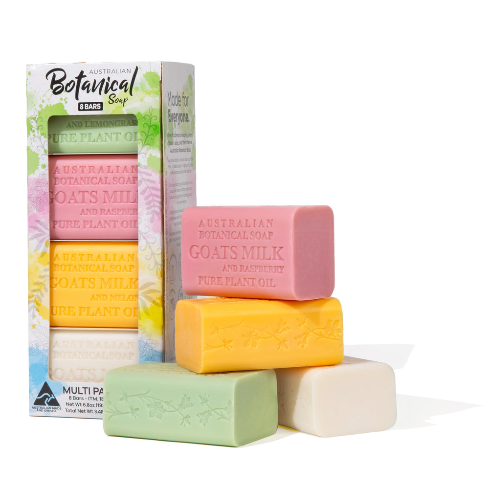 Australian Botanical Goat’s Milk Soap Lemongrass bar offers refreshing cleansing for daily use.