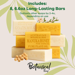 Australian Botanical Soap goats milk bar in hand with creamy lather