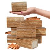 Australian Botanical Soap sandalwood cocoa butter bar closeup showing creamy lather.