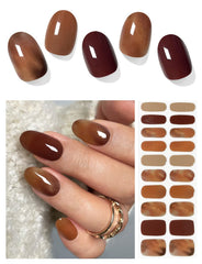 AutyaMee semi-cured nail strips amber pack for at-home salon-quality nails